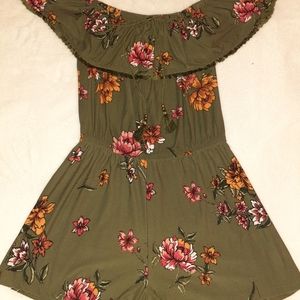 Olive  green shorts with flowers